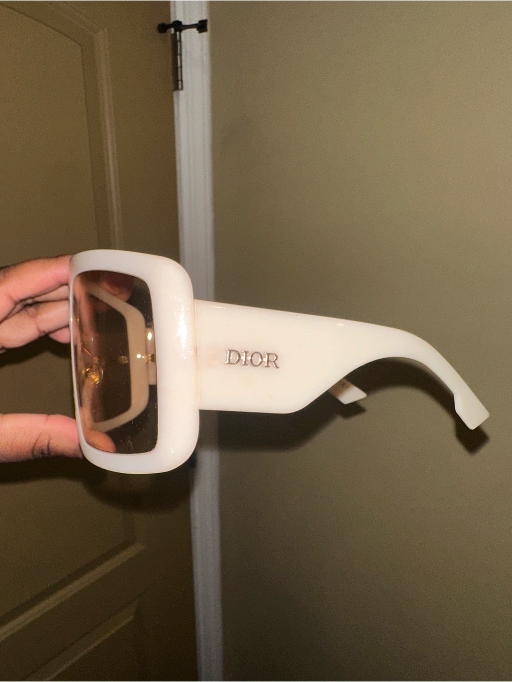 Dior Oversized White Shield Sunglasses - Picture 3 of 5